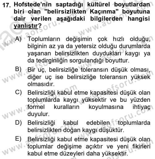 Sosyal Psikoloji 2 Dersi 2024 - 2025 Yılı Yaz Okulu Sınav Soruları 17. Soru