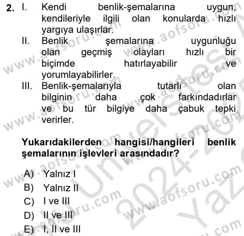 Sosyal Psikoloji 2 Dersi 2024 - 2025 Yılı Yaz Okulu Sınav Soruları 2. Soru