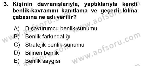 Sosyal Psikoloji 2 Dersi 2024 - 2025 Yılı Yaz Okulu Sınav Soruları 3. Soru