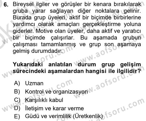 Sosyal Psikoloji 2 Dersi 2024 - 2025 Yılı Yaz Okulu Sınav Soruları 6. Soru