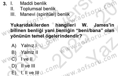 Sosyal Psikoloji 2 Dersi 2025 - 2026 Yılı Yaz Okulu Sınav Soruları 3. Soru