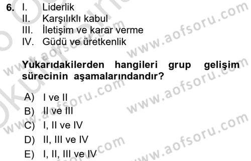 Sosyal Psikoloji 2 Dersi 2025 - 2026 Yılı Yaz Okulu Sınav Soruları 6. Soru
