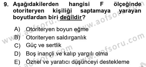 Sosyal Psikoloji 2 Dersi 2025 - 2026 Yılı Yaz Okulu Sınav Soruları 9. Soru