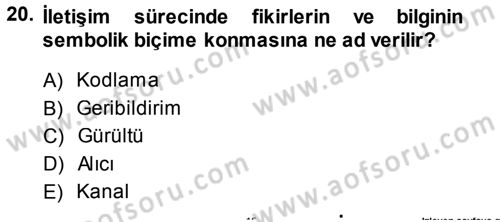 Pazarlama Yönetimi Dersi 2013 - 2014 Yılı Tek Ders Sınav Soruları 20. Soru