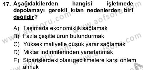 Pazarlama Yönetimi Dersi 2014 - 2015 Yılı (Final) Dönem Sonu Sınav Soruları 17. Soru