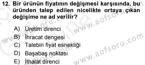 Pazarlama Yönetimi Dersi 2017 - 2018 Yılı (Final) Dönem Sonu Sınav Soruları 12. Soru