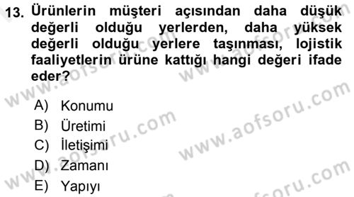 Pazarlama Yönetimi Dersi 2017 - 2018 Yılı (Final) Dönem Sonu Sınav Soruları 13. Soru