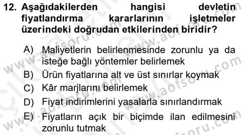 Pazarlama Yönetimi Dersi 2018 - 2019 Yılı (Final) Dönem Sonu Sınavı 12. Soru