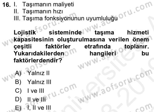 Pazarlama Yönetimi Dersi 2018 - 2019 Yılı (Final) Dönem Sonu Sınav Soruları 16. Soru