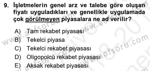 Pazarlama Yönetimi Dersi 2018 - 2019 Yılı (Final) Dönem Sonu Sınav Soruları 9. Soru