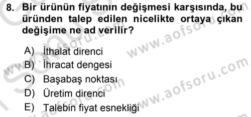 Pazarlama Yönetimi Dersi 2019 - 2020 Yılı (Final) Dönem Sonu Sınav Soruları 8. Soru
