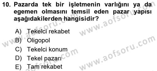 Pazarlama Yönetimi Dersi 2020 - 2021 Yılı Yaz Okulu Sınav Soruları 10. Soru