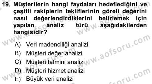 Pazarlama Yönetimi Dersi 2022 - 2023 Yılı (Vize) Ara Sınav Soruları 19. Soru