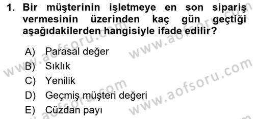 Pazarlama Yönetimi Dersi 2024 - 2025 Yılı (Vize) Ara Sınav Soruları 1. Soru