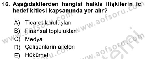 Pazarlama Yönetimi Dersi 2024 - 2025 Yılı (Final) Dönem Sonu Sınav Soruları 16. Soru