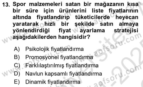 Pazarlama Yönetimi Dersi 2024 - 2025 Yılı Yaz Okulu Sınav Soruları 13. Soru
