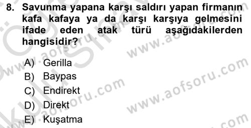 Pazarlama Yönetimi Dersi 2024 - 2025 Yılı Yaz Okulu Sınav Soruları 8. Soru