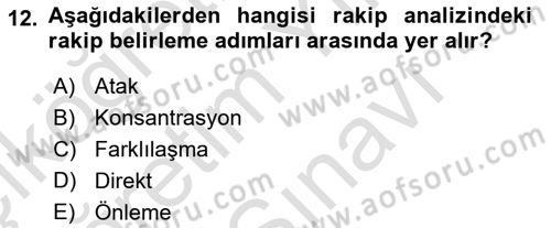 Pazarlama Yönetimi Dersi 2025 - 2026 Yılı (Vize) Ara Sınav Soruları 12. Soru