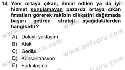Pazarlama Yönetimi Dersi 2025 - 2026 Yılı (Vize) Ara Sınav Soruları 14. Soru