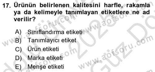 Pazarlama Yönetimi Dersi 2025 - 2026 Yılı (Vize) Ara Sınav Soruları 17. Soru