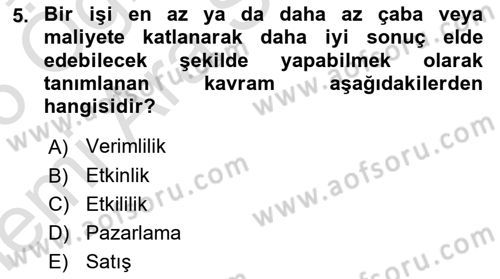 Pazarlama Yönetimi Dersi 2025 - 2026 Yılı (Vize) Ara Sınav Soruları 5. Soru