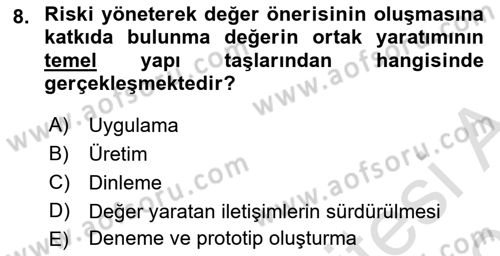 Pazarlama Yönetimi Dersi 2025 - 2026 Yılı (Vize) Ara Sınav Soruları 8. Soru