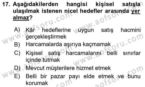Pazarlama Yönetimi Dersi 2025 - 2026 Yılı (Final) Dönem Sonu Sınav Soruları 17. Soru