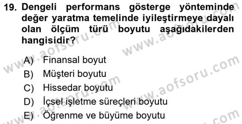 Pazarlama Yönetimi Dersi 2025 - 2026 Yılı (Final) Dönem Sonu Sınav Soruları 19. Soru
