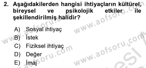 Pazarlama Yönetimi Dersi 2025 - 2026 Yılı (Final) Dönem Sonu Sınav Soruları 2. Soru