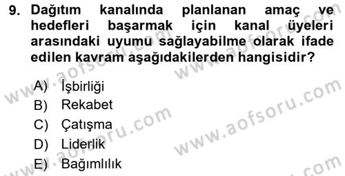 Pazarlama Yönetimi Dersi 2025 - 2026 Yılı (Final) Dönem Sonu Sınav Soruları 9. Soru