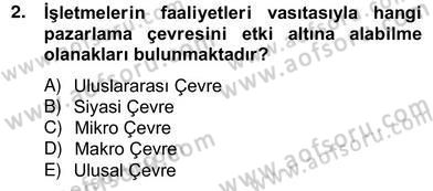 Pazarlama İlkeleri Dersi Ara Sınavı Deneme Sınav Soruları 2. Soru