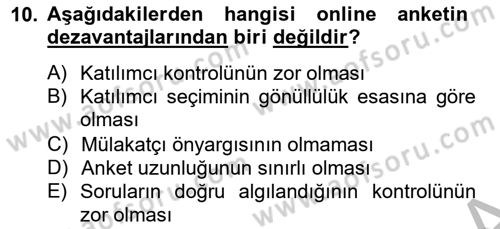 Pazarlama İlkeleri Dersi 2012 - 2013 Yılı (Final) Dönem Sonu Sınav Soruları 10. Soru