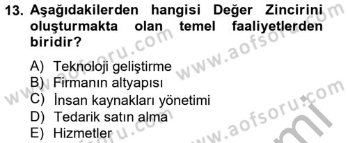 Pazarlama İlkeleri Dersi 2012 - 2013 Yılı (Final) Dönem Sonu Sınav Soruları 13. Soru