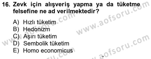 Pazarlama İlkeleri Dersi 2012 - 2013 Yılı (Final) Dönem Sonu Sınav Soruları 16. Soru