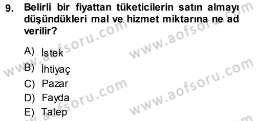 Pazarlama İlkeleri Dersi 2013 - 2014 Yılı (Final) Dönem Sonu Sınav Soruları 9. Soru