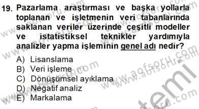 Pazarlama İlkeleri Dersi Ara Sınavı Deneme Sınav Soruları 19. Soru
