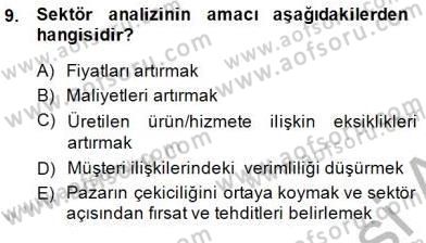 Pazarlama İlkeleri Dersi 2014 - 2015 Yılı (Vize) Ara Sınav Soruları 9. Soru