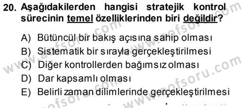 Pazarlama İlkeleri Dersi 2014 - 2015 Yılı (Final) Dönem Sonu Sınav Soruları 20. Soru