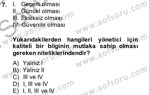 Pazarlama İlkeleri Dersi 2014 - 2015 Yılı (Final) Dönem Sonu Sınav Soruları 7. Soru