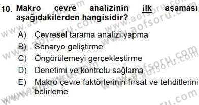 Pazarlama İlkeleri Dersi Ara Sınavı Deneme Sınav Soruları 10. Soru