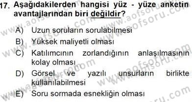 Pazarlama İlkeleri Dersi 2015 - 2016 Yılı (Vize) Ara Sınav Soruları 17. Soru
