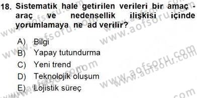 Pazarlama İlkeleri Dersi 2015 - 2016 Yılı (Vize) Ara Sınav Soruları 18. Soru