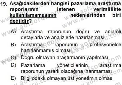 Pazarlama İlkeleri Dersi Ara Sınavı Deneme Sınav Soruları 19. Soru