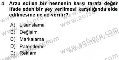 Pazarlama İlkeleri Dersi Ara Sınavı Deneme Sınav Soruları 4. Soru