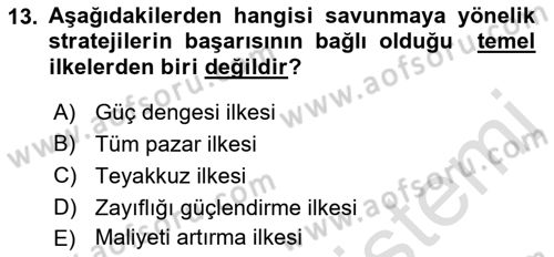 Pazarlama İlkeleri Dersi 2015 - 2016 Yılı (Final) Dönem Sonu Sınav Soruları 13. Soru