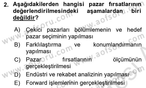 Pazarlama İlkeleri Dersi 2015 - 2016 Yılı (Final) Dönem Sonu Sınav Soruları 2. Soru