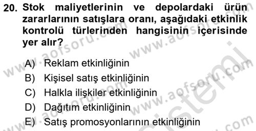 Pazarlama İlkeleri Dersi 2015 - 2016 Yılı (Final) Dönem Sonu Sınav Soruları 20. Soru