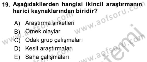 Pazarlama İlkeleri Dersi Ara Sınavı Deneme Sınav Soruları 19. Soru