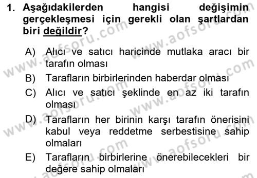 Pazarlama İlkeleri Dersi 2016 - 2017 Yılı (Final) Dönem Sonu Sınav Soruları 1. Soru