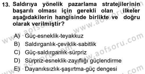 Pazarlama İlkeleri Dersi 2016 - 2017 Yılı (Final) Dönem Sonu Sınav Soruları 13. Soru